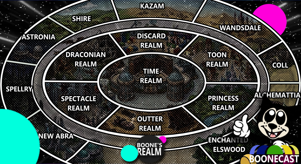Boone's Realm park map. All destinations are also available in the buttons below.